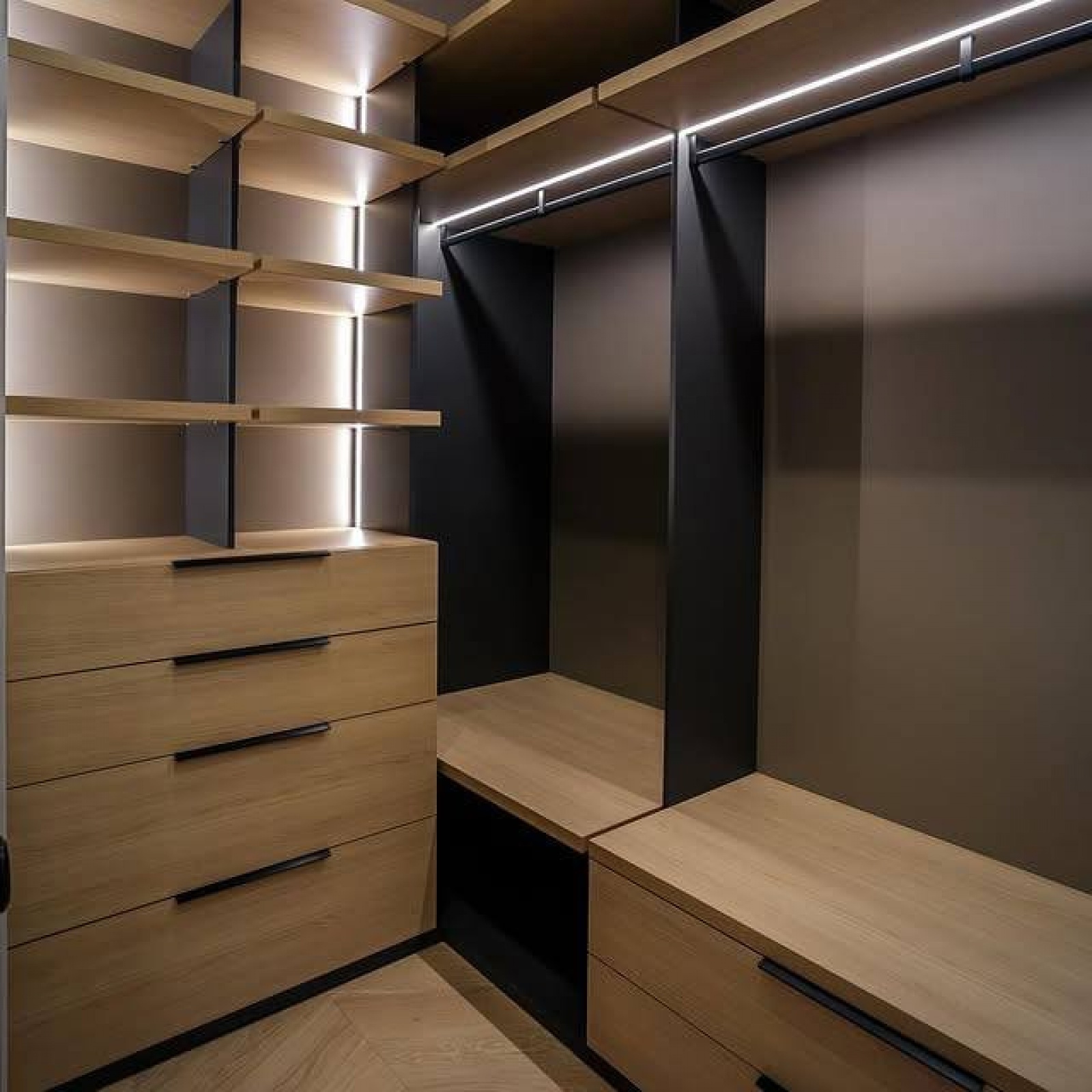 Гардеробная в стиле лофт на заказ в Красногорске