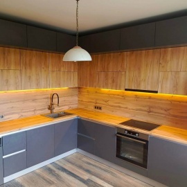 Современная угловая кухня &laquo;Элеганс&raquo; с прочными фасадами из ЛДСП Kronospan, влагостойк...