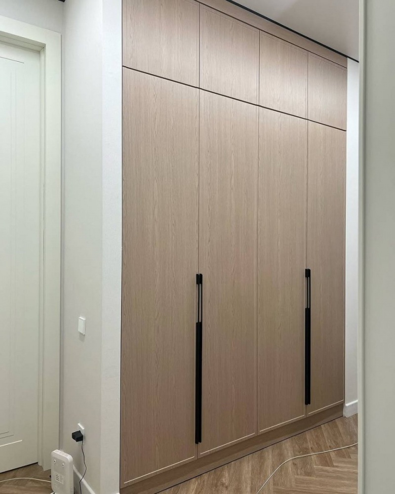 Встроенные распашные шкафы в прихожую на заказ с фасадами из ПВХ и фурнитурой Blum в Москве